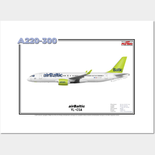 Airbus A220-300 - airBaltic (Art Print) Posters and Art